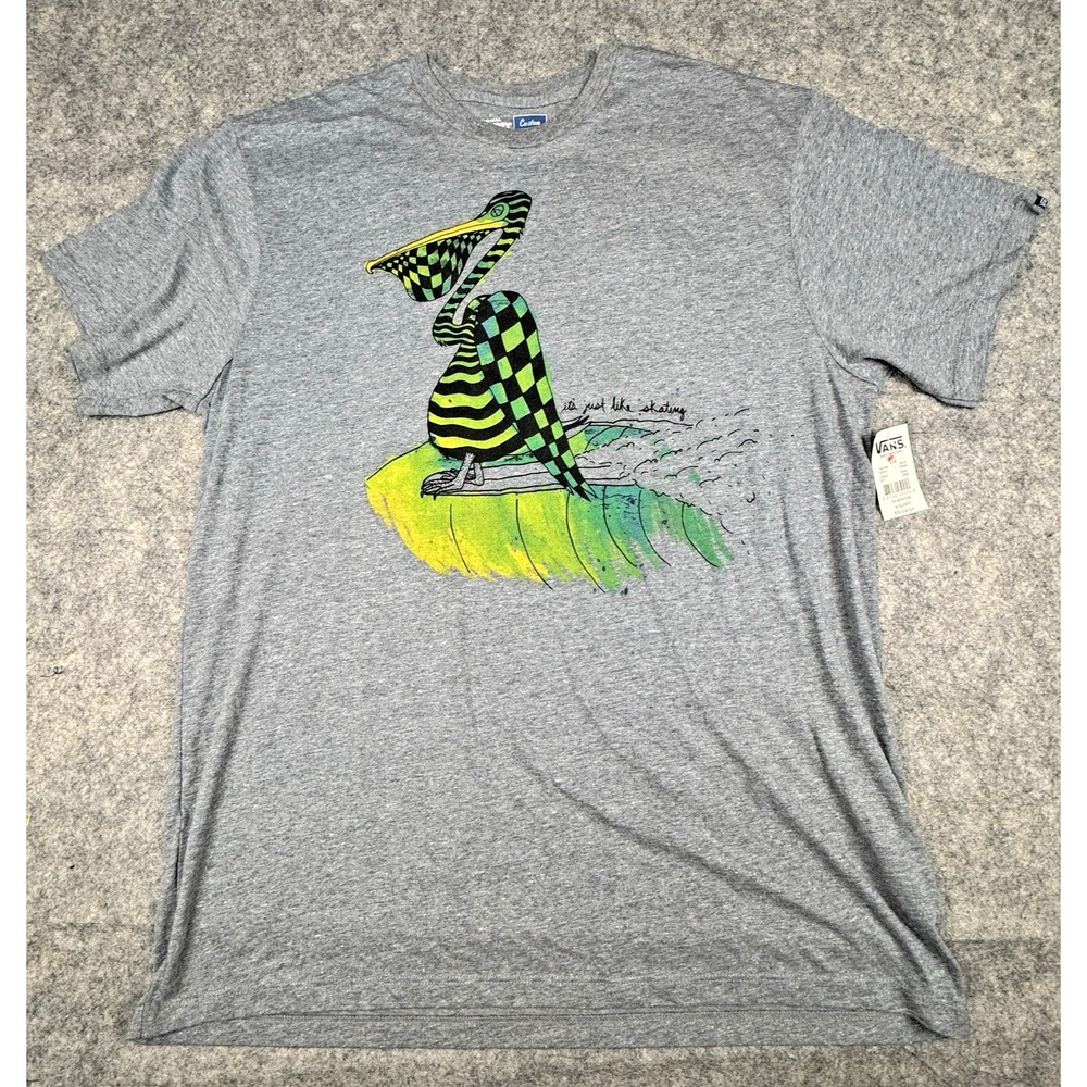 VANS Crew Neck T-Shirt Men's Size XXL 2XL Gray - Custom Print